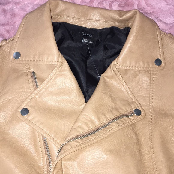 Tan brown faux leather jacket - Picture 4 of 7